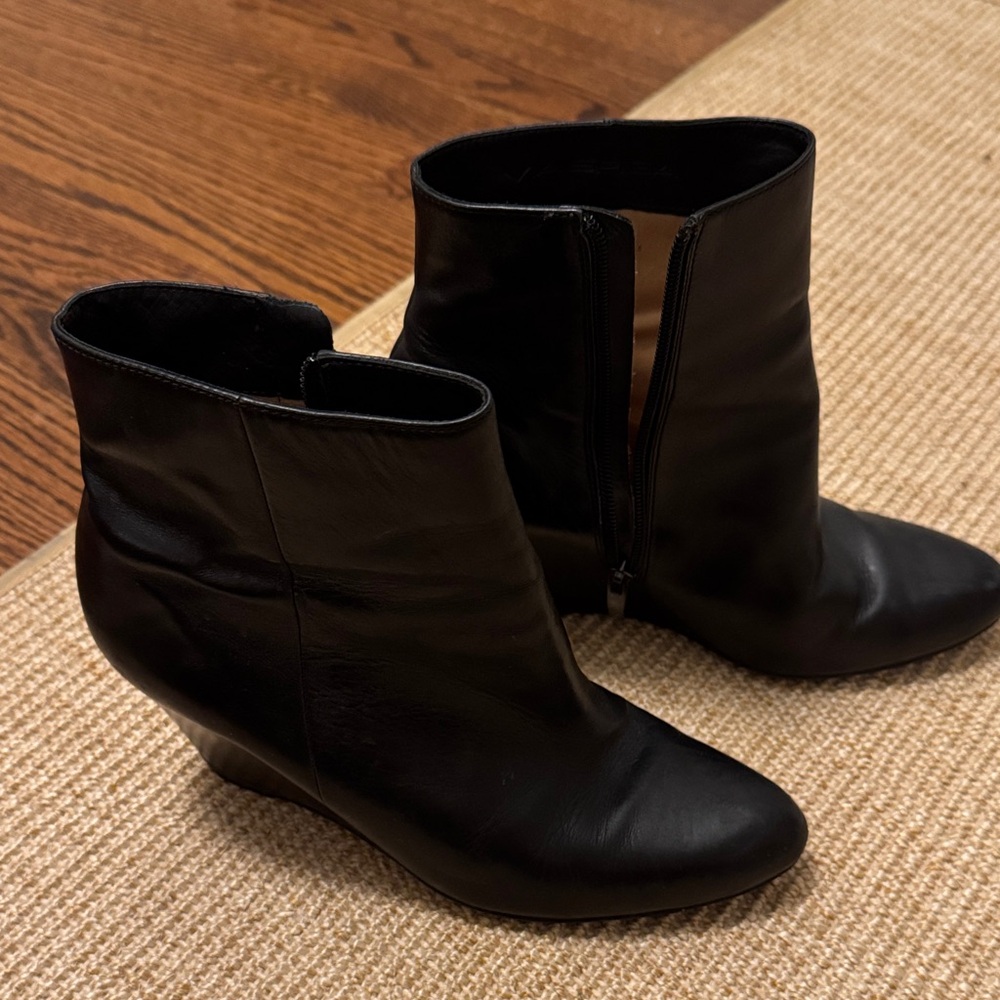 Via Spiga Leather Wedge Ankle Boot